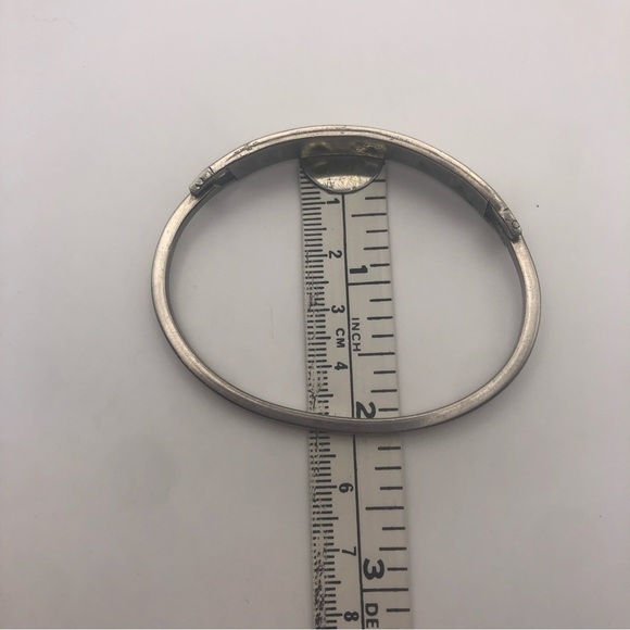 VTG Sterling Silver & Abalone Inlay Pinch Bracelet 6.6” / 2.1” Diameter - Picture 10 of 10